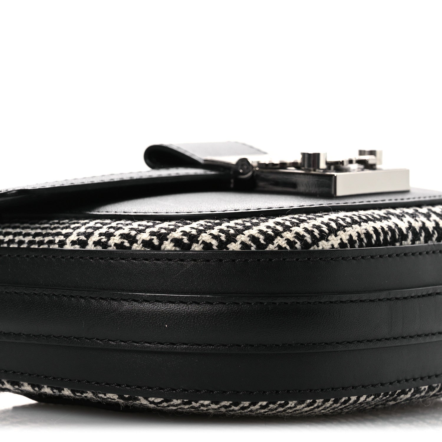 MCM Calfskin Houndstooth Mini Patricia Belt Bag Black White 9 of 12