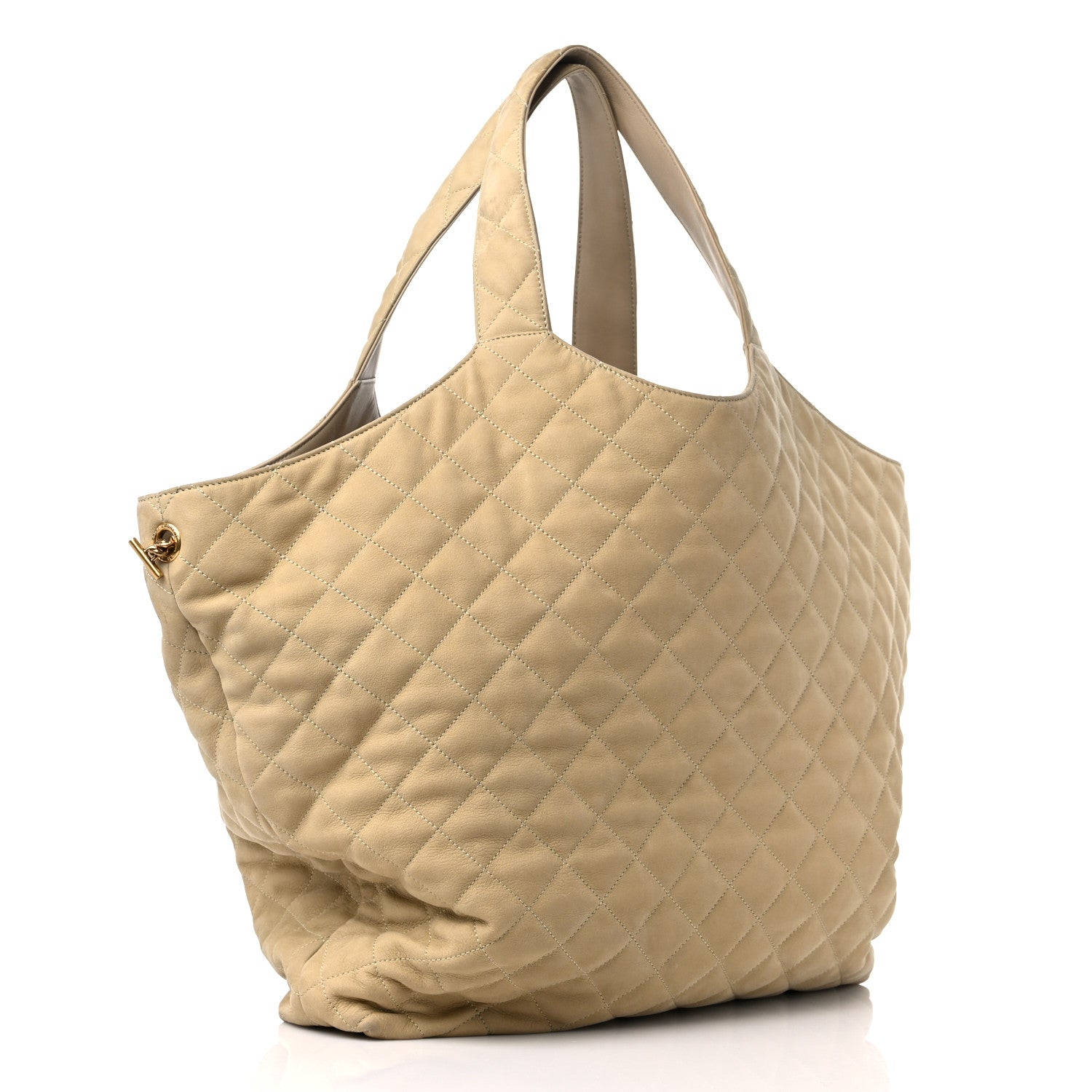 Saint Laurent Nubuck Suede Quilted Maxi Icare Shopping Tote Beige 4 of 14