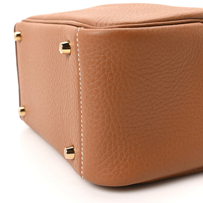Hermes Taurillon Clemence Mini Lindy 20 Gold 10 of 11