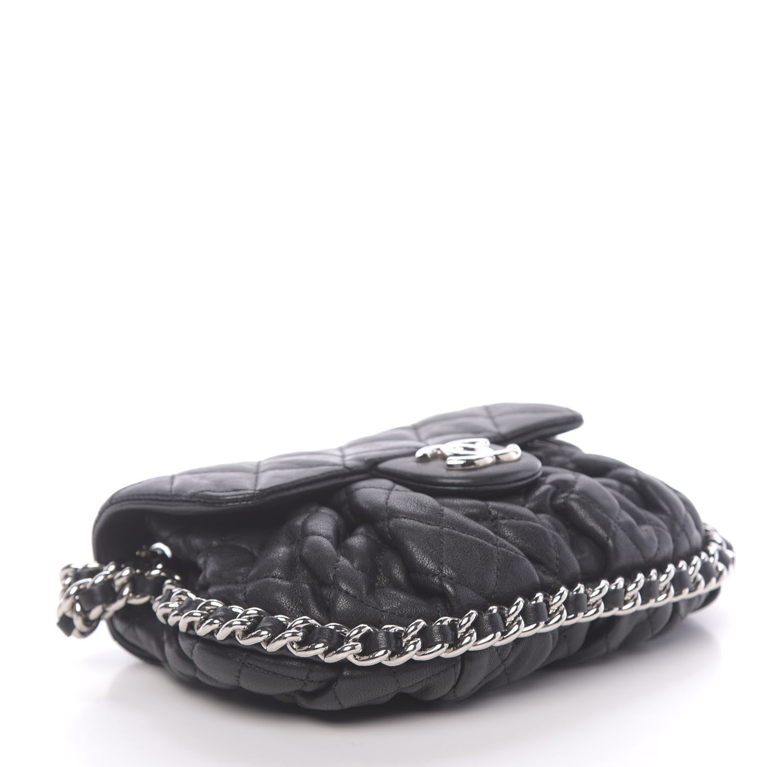 Chanel Washed Lambskin Quilted Mini Chain Around Messenger Black 4 of 10