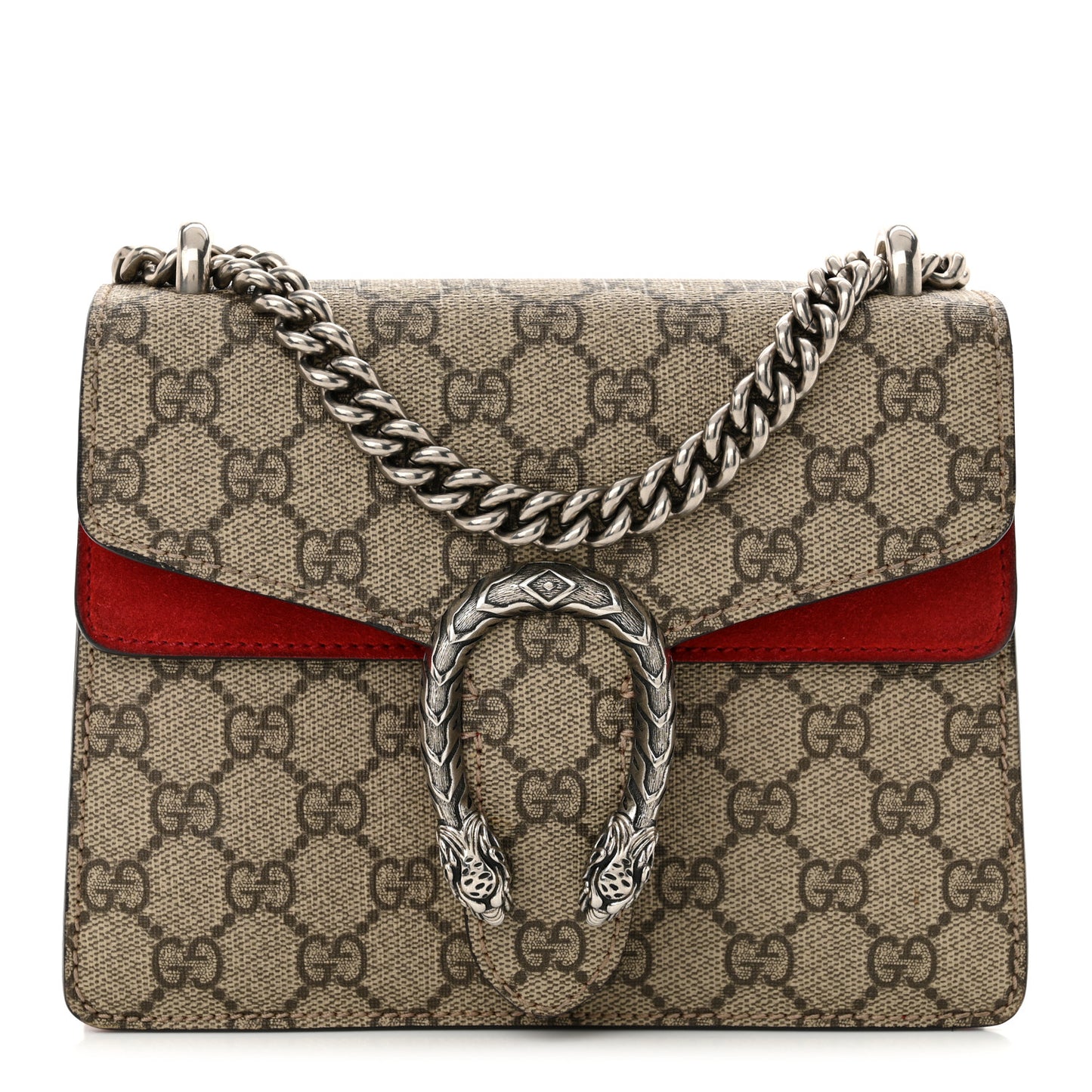 GG Supreme Monogram Mini Dionysus Shoulder Bag Hibiscus Red