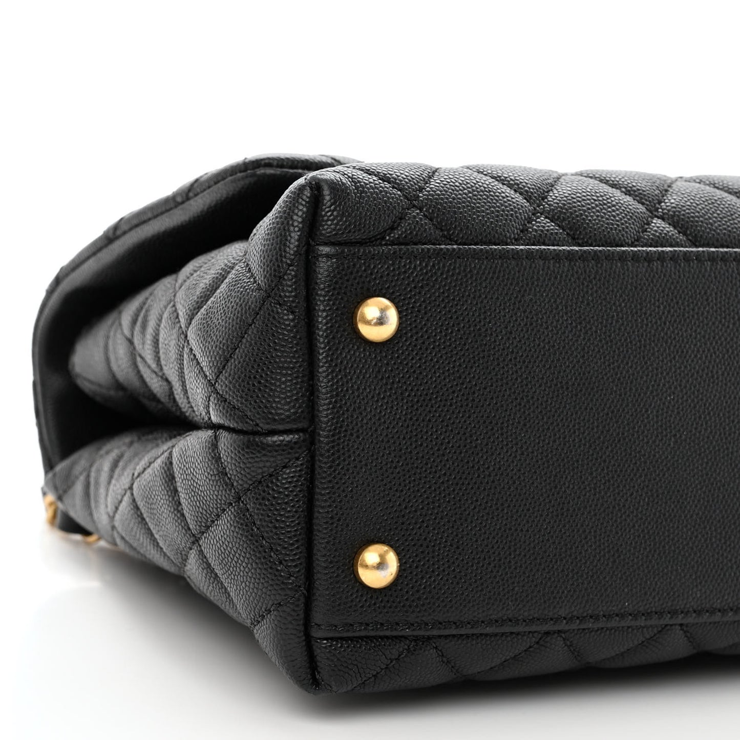 Caviar Quilted Small Coco Handle Flap Black