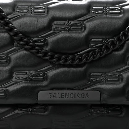 Balenciaga Nappa BB Monogram Embossed Medium Triplet Bag Black 8 of 10