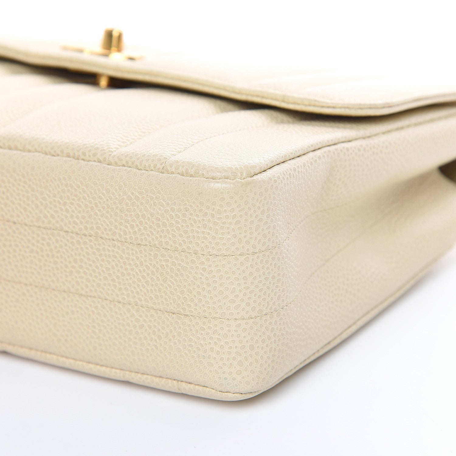 Chanel Caviar Vertical Quilted Small Single Flap Beige 10 of 19