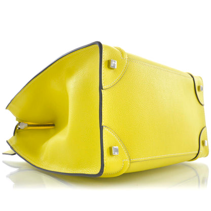 Celine Drummed Calfskin Mini Luggage Citron 6 of 10