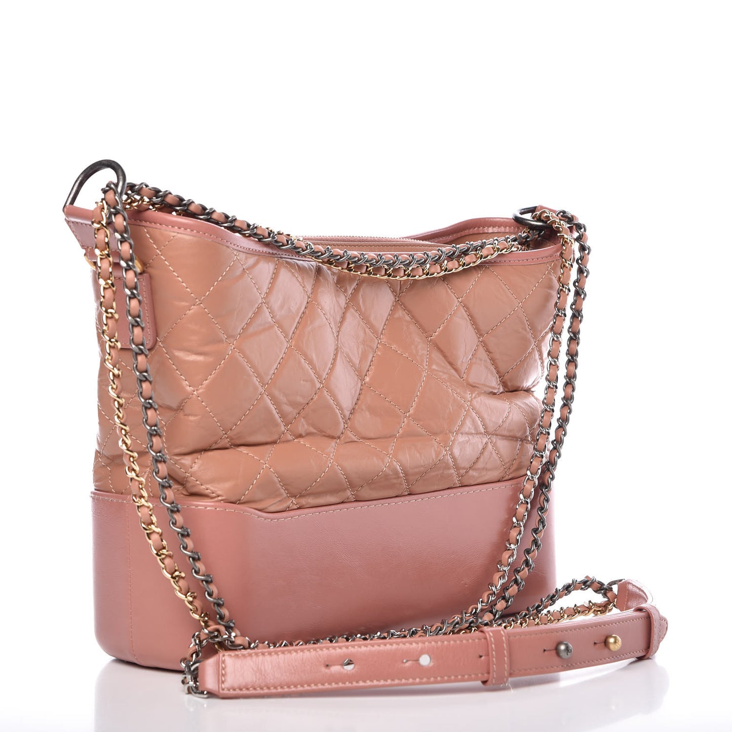Aged Calfskin Quilted Medium Gabrielle Hobo Pink