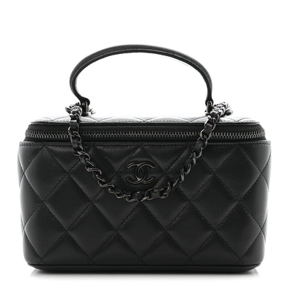 Chanel Lambskin Quilted Small Top Handle Vanity Case With Chain So Black 1 of 11
