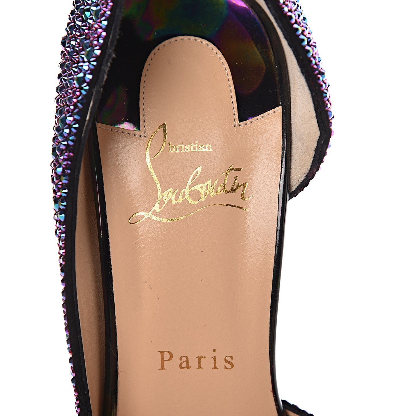 Strass Suede Calfskin Demi You 100 Pumps 38.5 Black Green