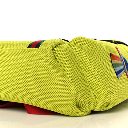 Gucci Mesh Web Hollywood Embroidered Double Buckle Backpack Anis Multicolor Black 11 of 13