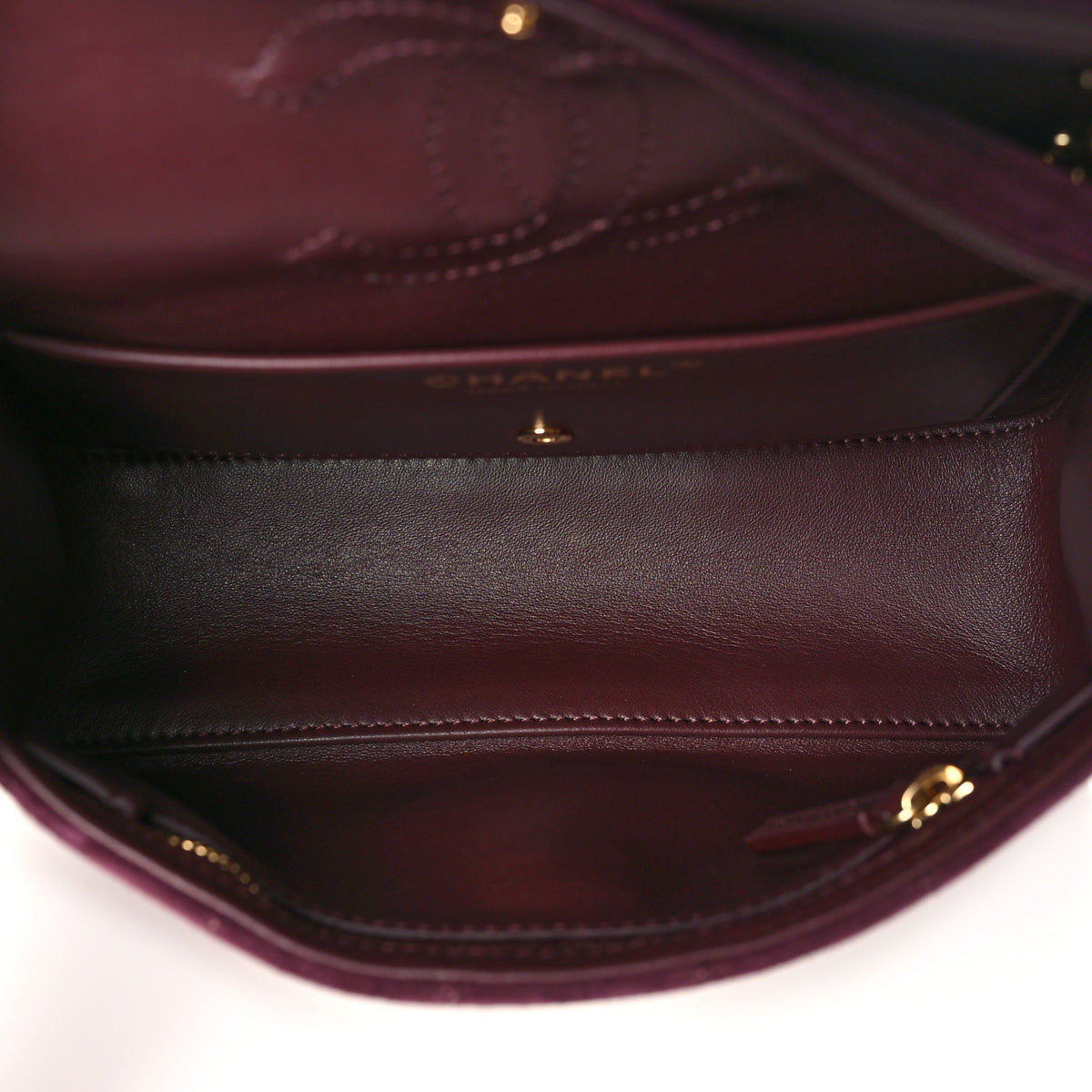 Suede Calfskin Mini Souplissimo Flap Burgundy