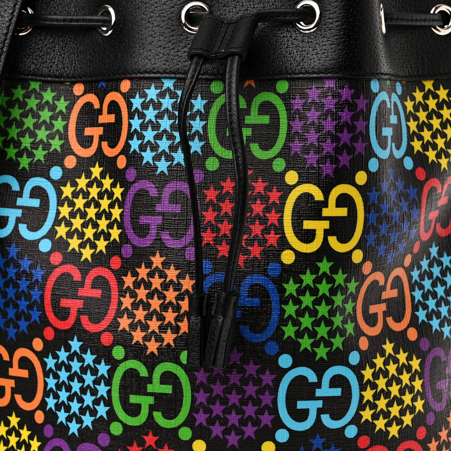 Gucci GG Supreme Monogram Psychedelic Bucket Bag Black 8 of 11