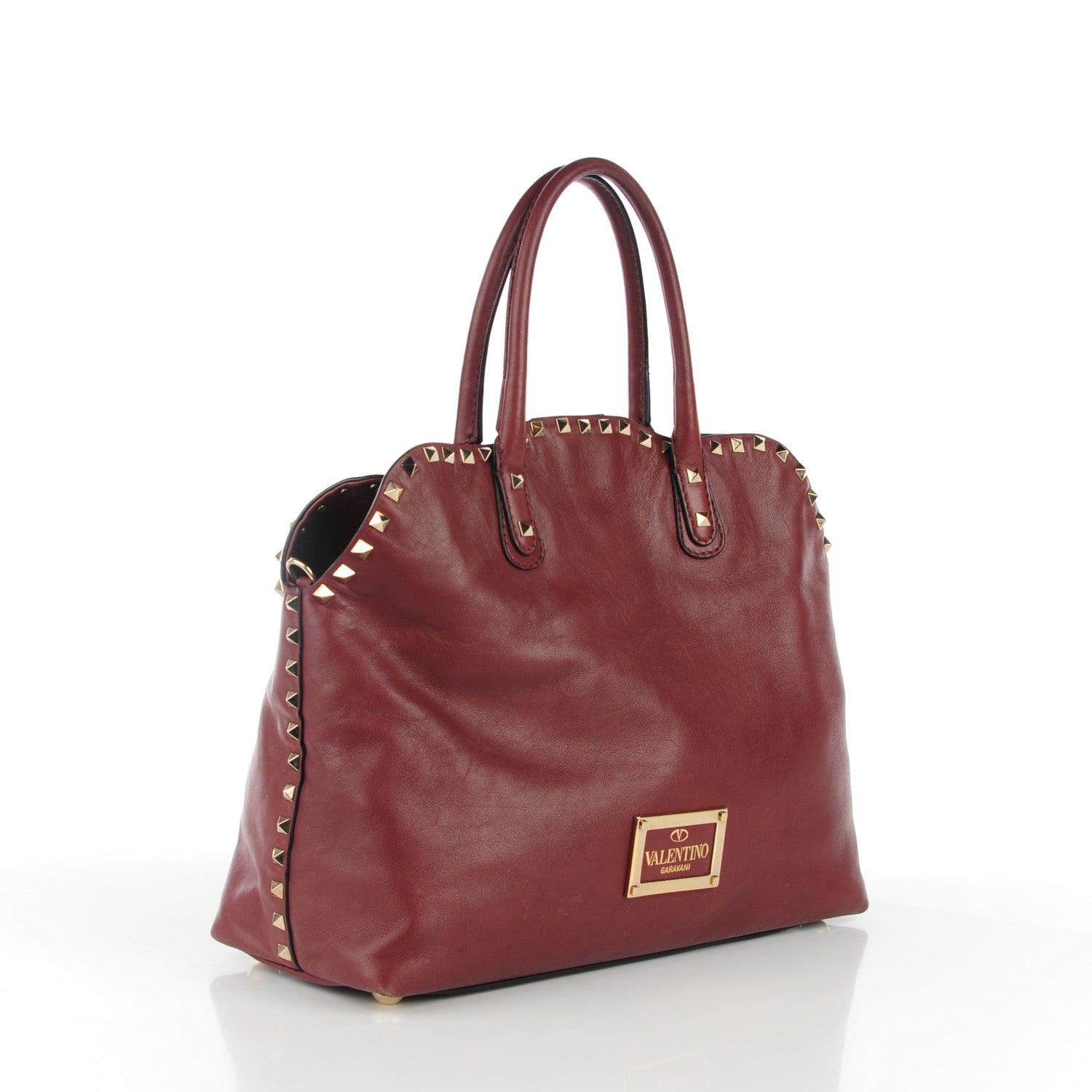 Valentino Garavani Vitello Rockstud Dome Satchel Red 3 of 8