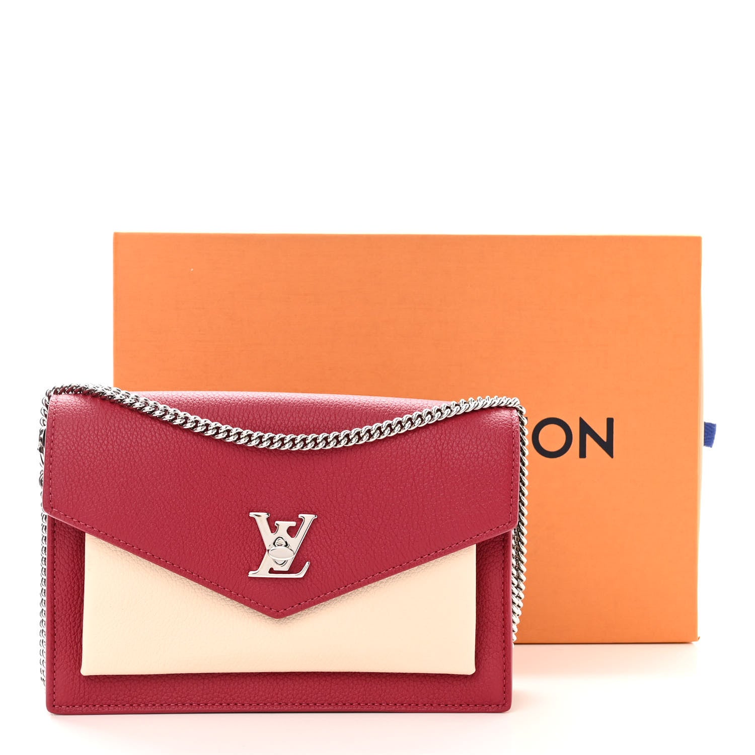 Louis Vuitton Calfskin My Lockme Chain Pochette Lie De Vin Etain Creme 10 of 10