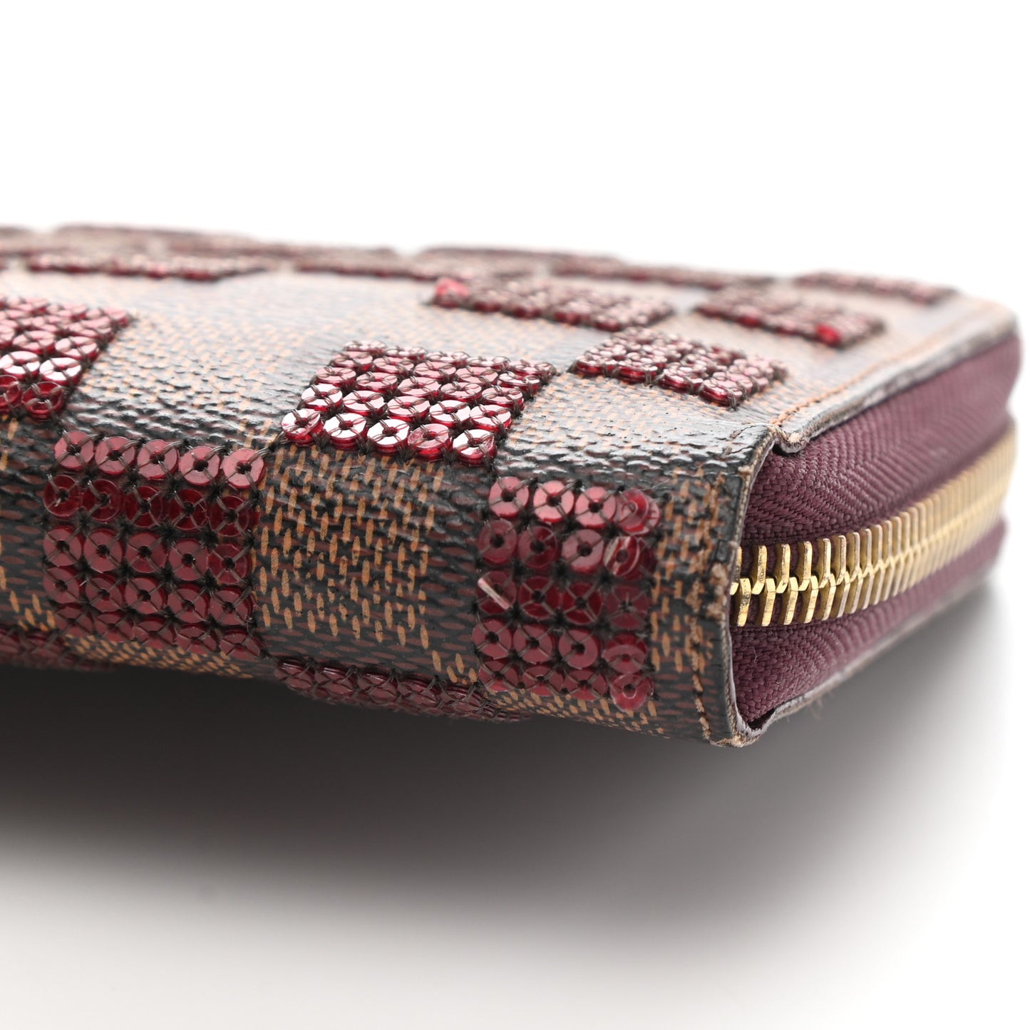 Damier Paillettes Zippy Wallet Red
