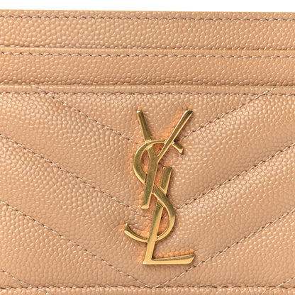 Saint Laurent Grain De Poudre Matelasse Chevron Monogram Credit Card Case Cork 9 of 10