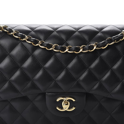 Chanel Lambskin Quilted Jumbo Double Flap Black 14 of 14