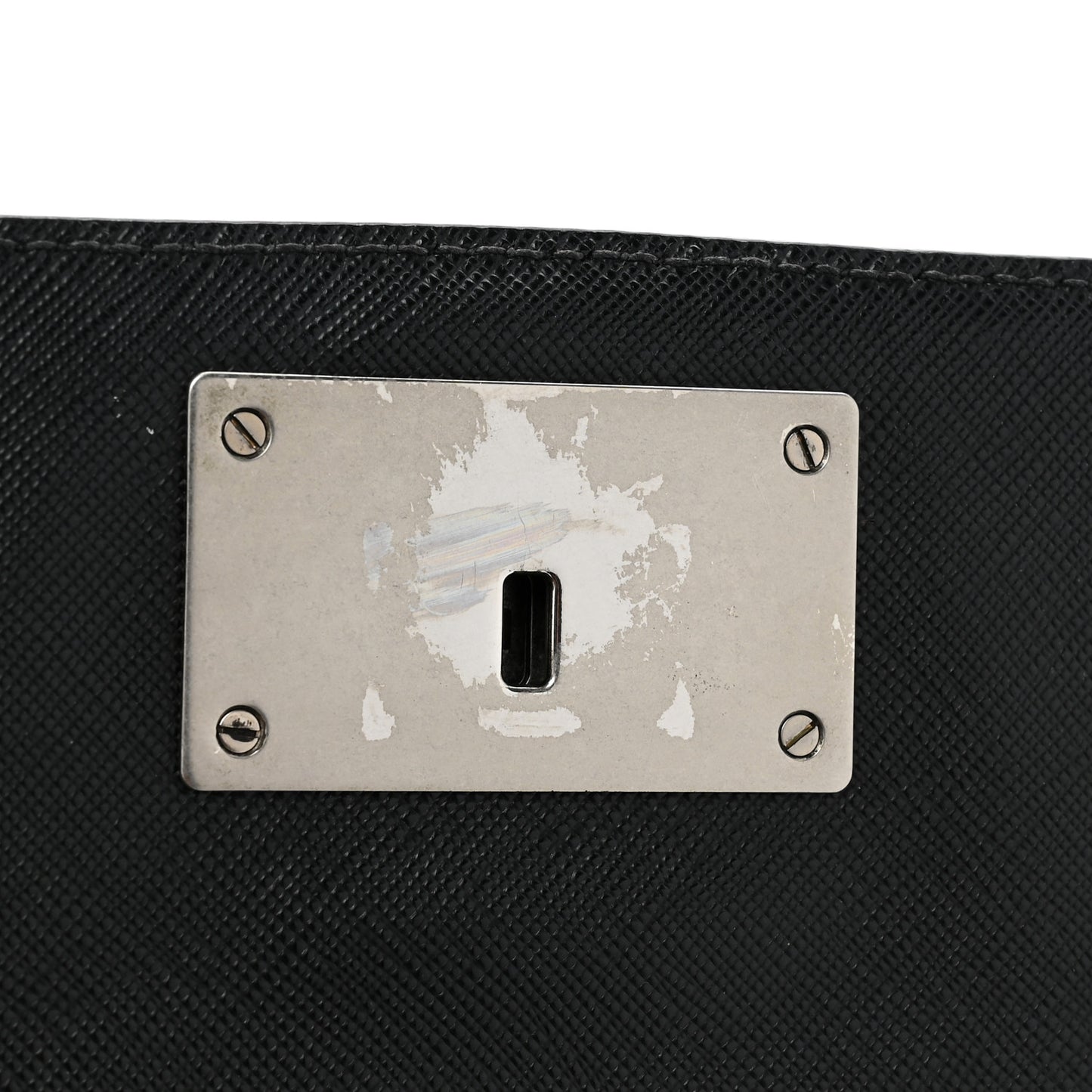 Saffiano Lux Lock Flap Chain Shoulder Bag Black