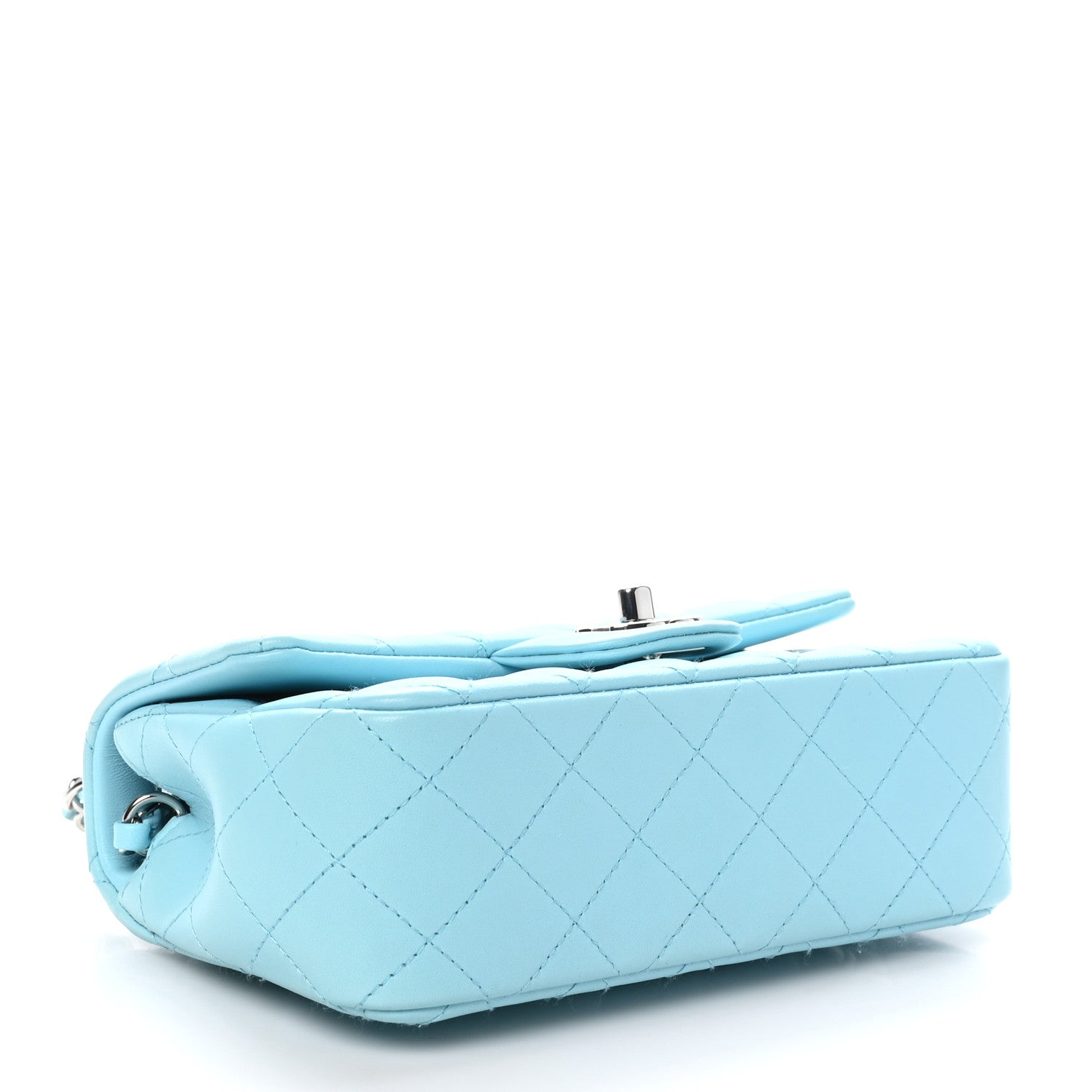 Chanel Lambskin Quilted Mini Rectangular Flap Neon Blue 4 of 11