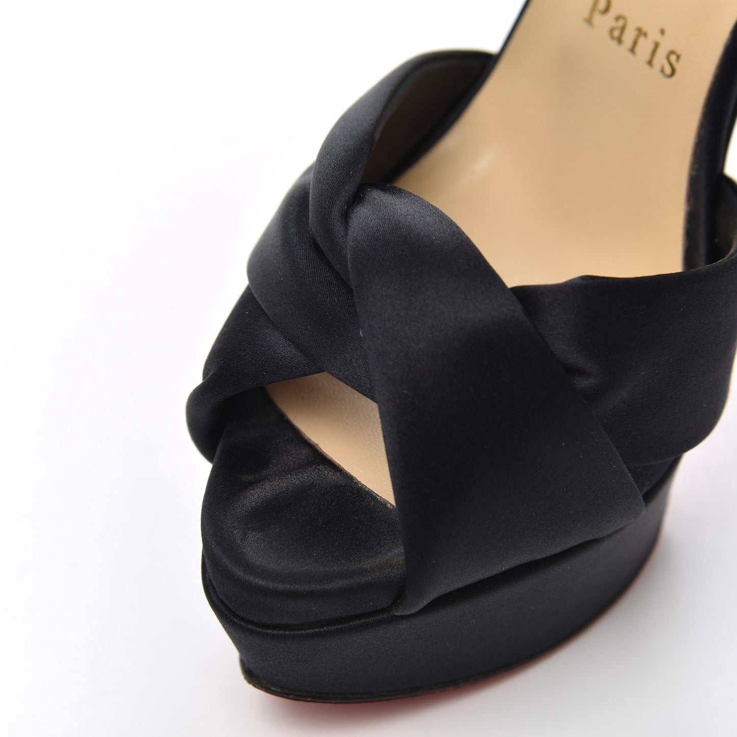 Satin Volpi Peep Toe 150 Platform Sandals 35 Black