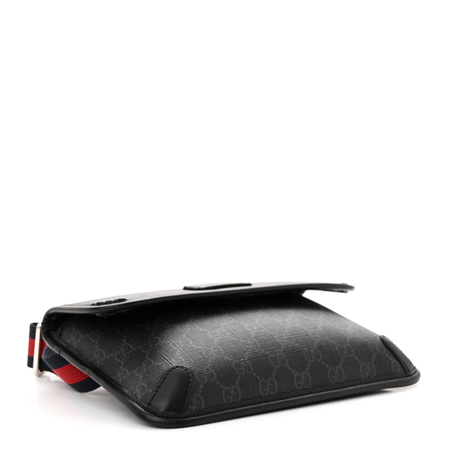 GG Supreme Monogram Web Slim Belt Bag Black Grey