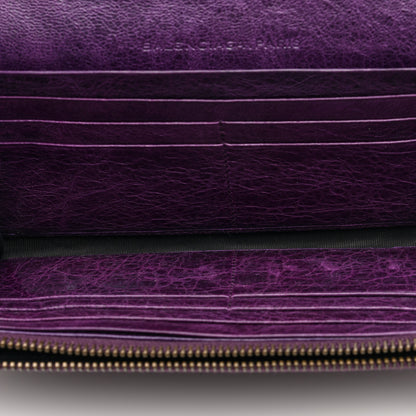 Balenciaga Agneau Classic Hardware Continental Zip Around Wallet Violet 5 of 6