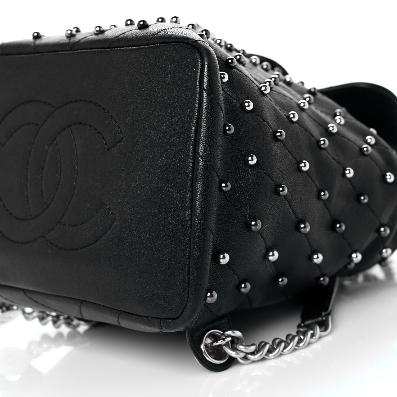 Chanel Lambskin Chevron Quilted Studded Stud Wars Backpack Black 8 of 8