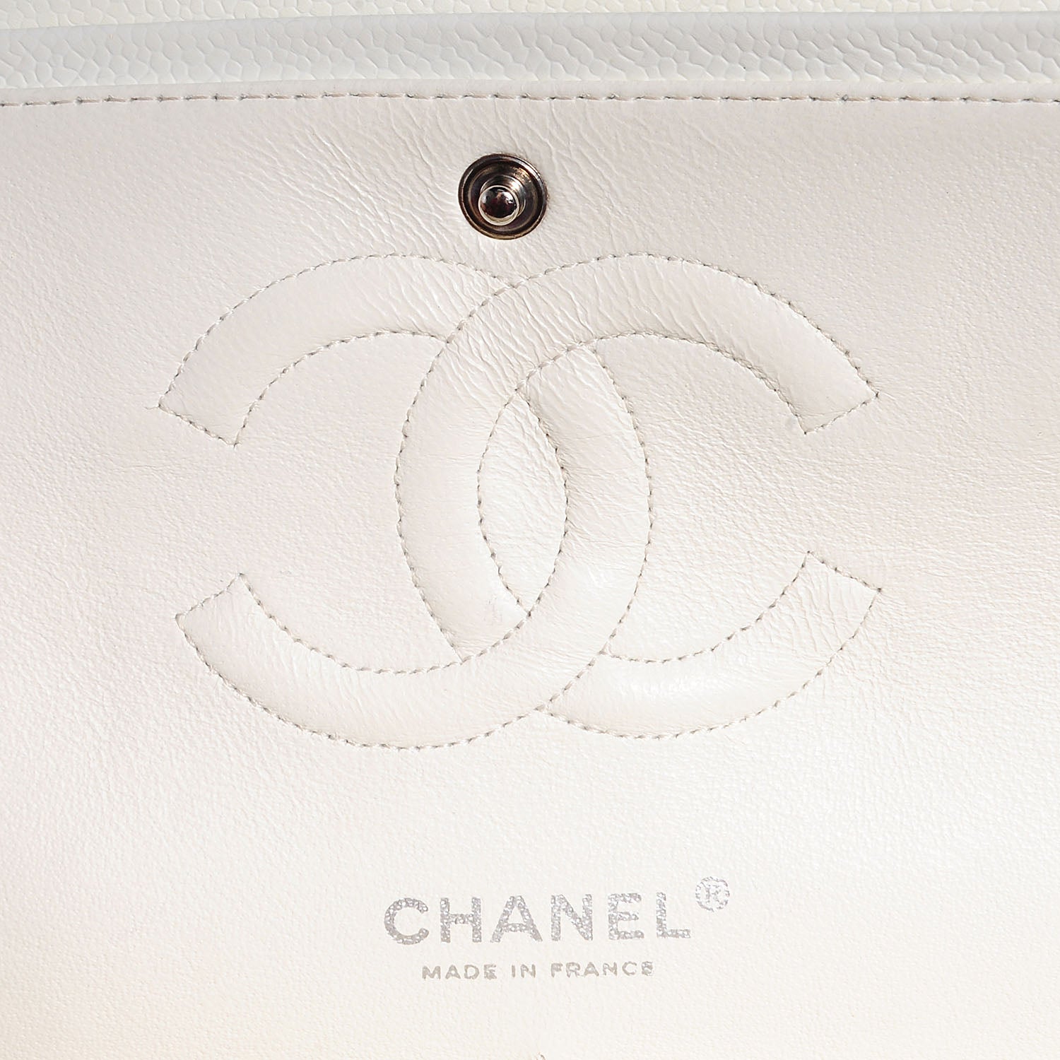 Chanel Caviar Quilted Medium Double Flap White 7 of 9