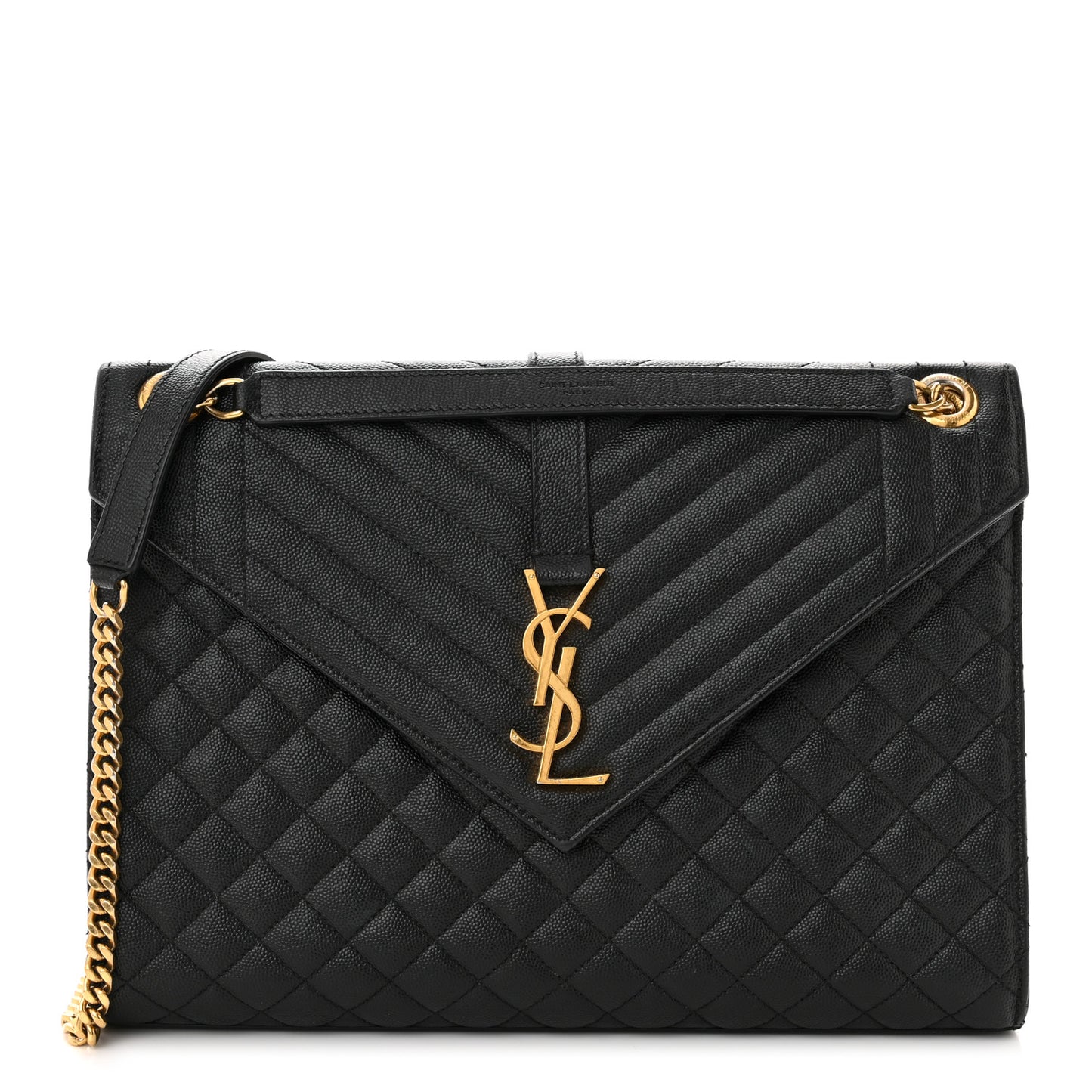Grain De Poudre Textured Mixed Matelasse Large Triquilt Monogram Satchel Black