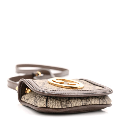 Gucci GG Supreme Monogram Textured Dollar Calfskin Blondie Card Case Wallet with Strap Beige Ebony New Acero 4 of 10