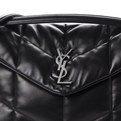 Saint Laurent Lambskin Quilted Medium Loulou Puffer Monogram Chain Satchel Black 11 of 11