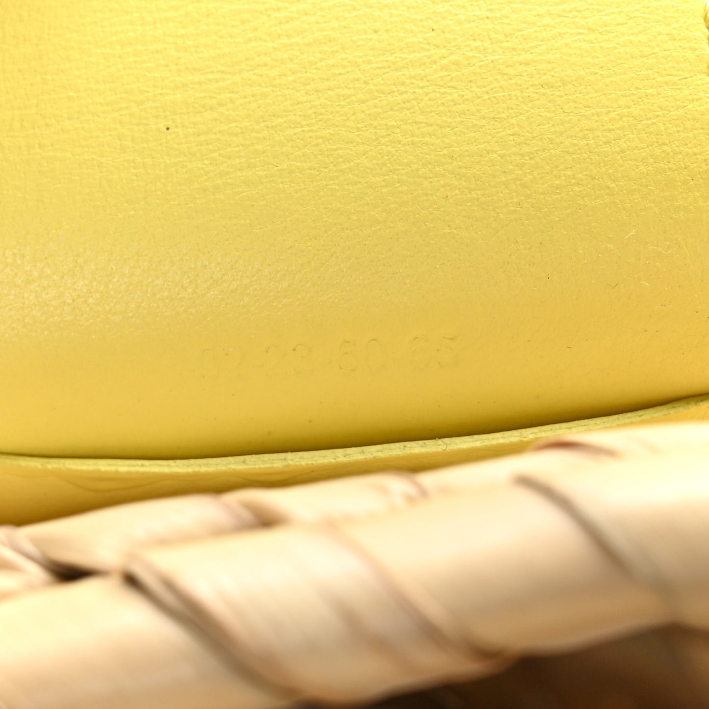 Raffia Smooth Calfskin Medium Sense Basket Daffodil Yellow