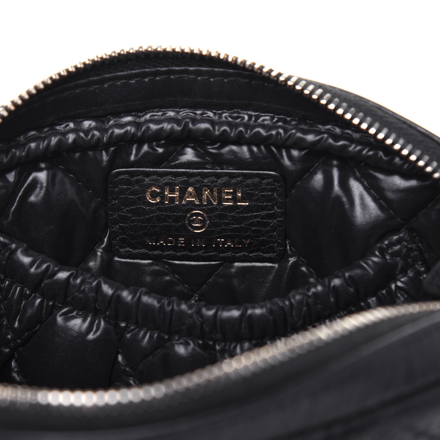 Chanel Calfskin Quilted Small Curvy Pouch Cosmetic Case Navy Blue 6 of 10