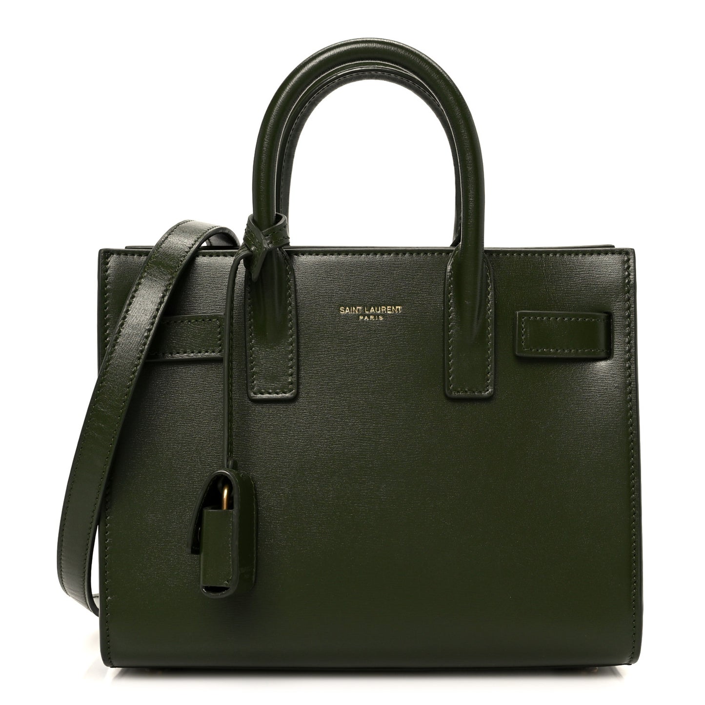 Calfskin Nano Sac Leather Satchel Dark Pine