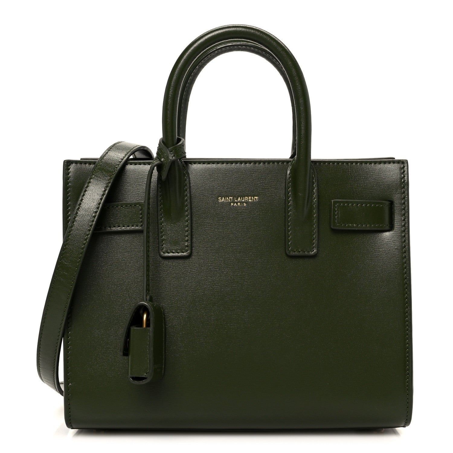 Saint Laurent Calfskin Nano Sac Leather Satchel Dark Pine 1 of 10