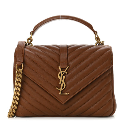 Saint Laurent Calfskin Matelasse Chevron Monogram Medium College Bag Brick 1 of 10
