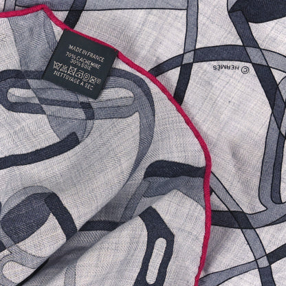 Hermes Silk Quincaillerie Equestre Losange Losange Scarf Gris Chine Gris Fuchsia 3 of 3