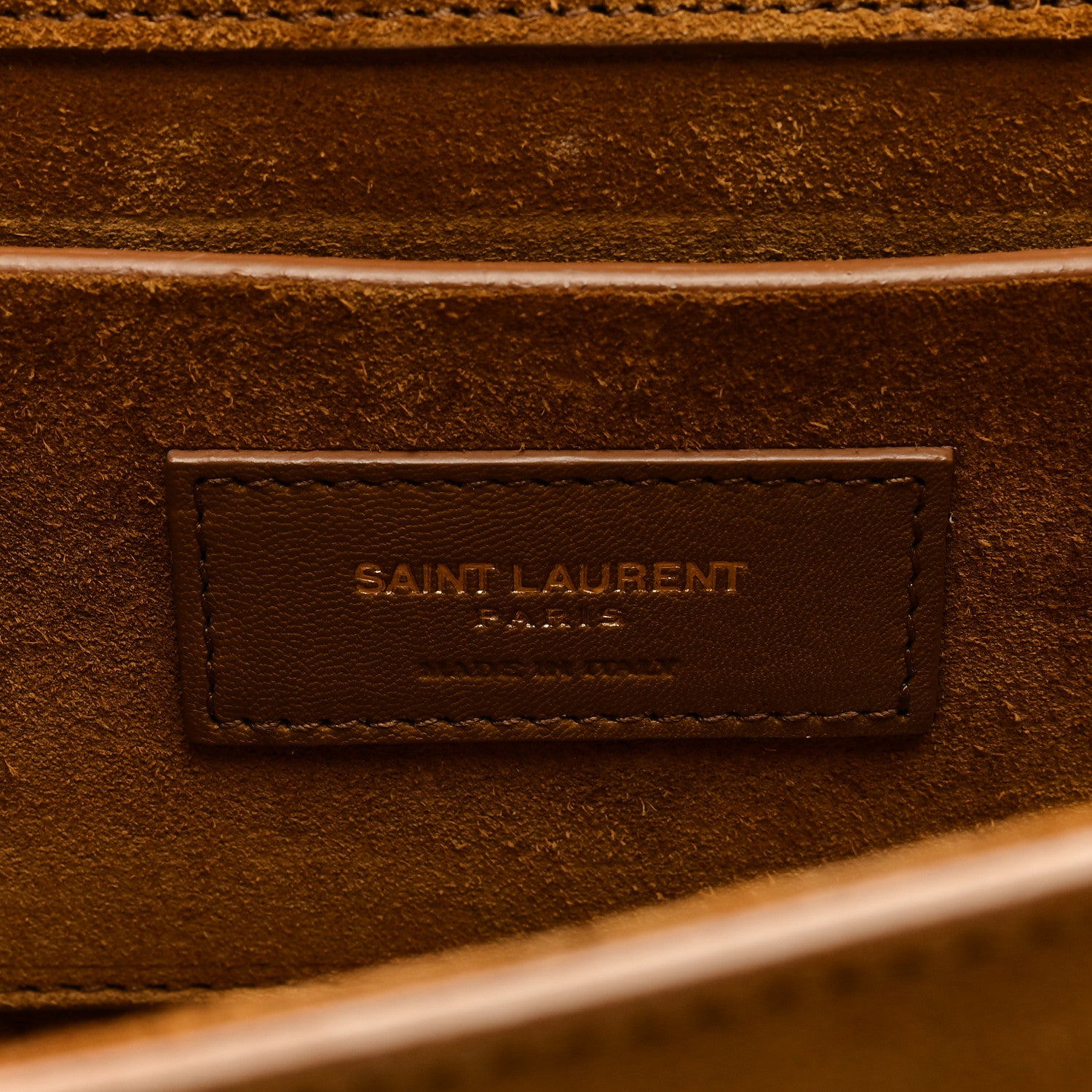 Saint Laurent Suede Fringe Medium Monogram Satchel Light Ocre 6 of 8