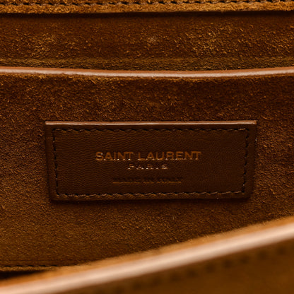 Saint Laurent Suede Fringe Medium Monogram Satchel Light Ocre 6 of 8