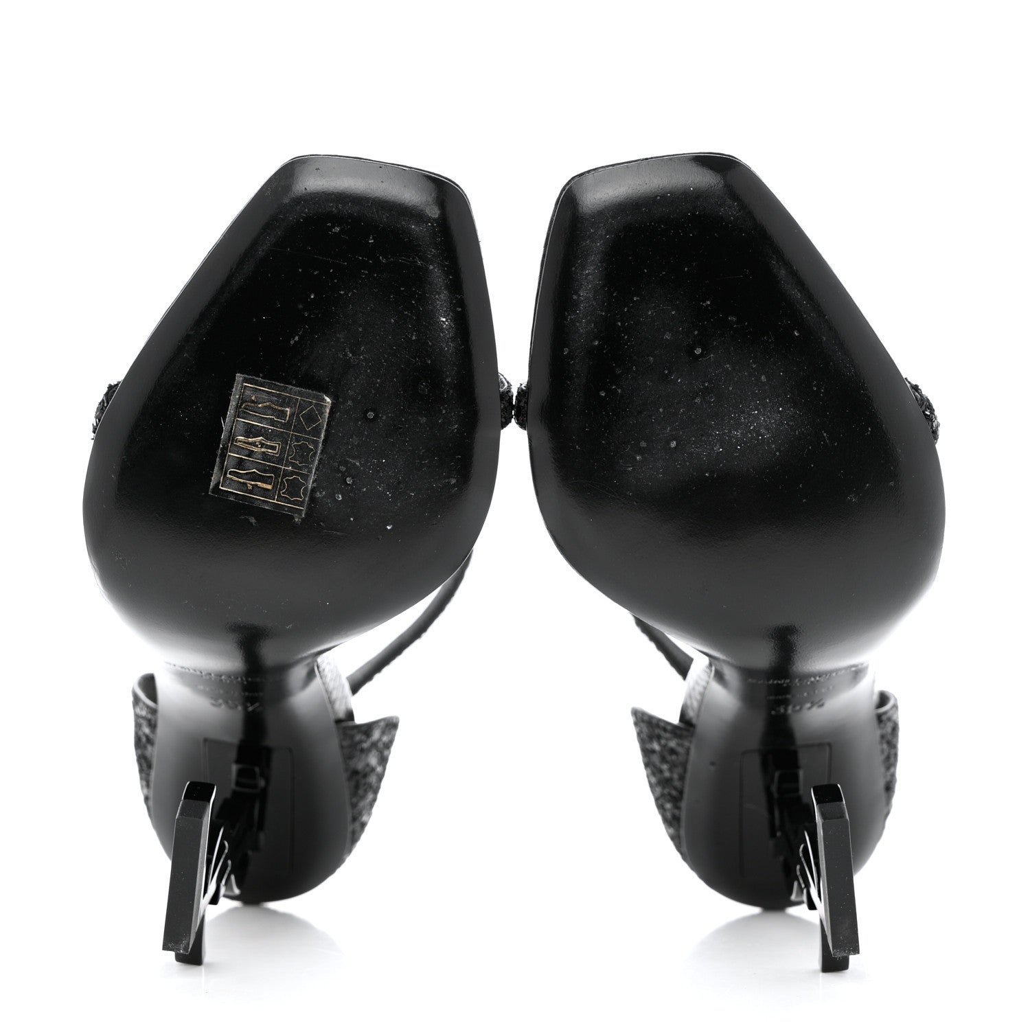 Saint Laurent Glitter Opyum Sandals 35.5 Black 5 of 11