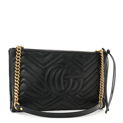 Gucci Calfskin Matelasse GG Marmont Double Zip Chain Bag Black 3 of 11