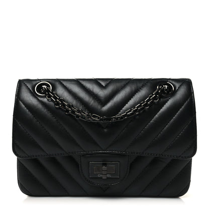 Chanel Aged Calfskin Chevron Quilted 2.55 Reissue Mini Flap So Black 1 of 9
