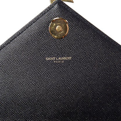 Saint Laurent Grain De Poudre Matelasse Chevron Large Monogram Satchel Black 7 of 9