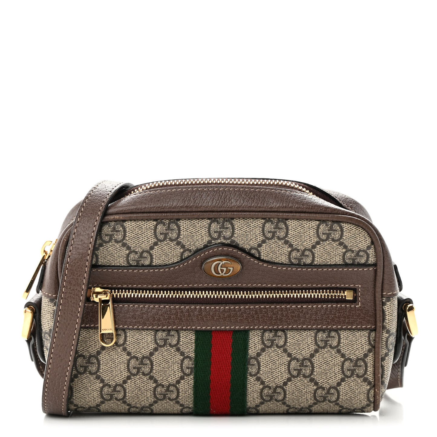 GG Supreme Monogram Web Mini Ophidia Shoulder Bag Brown