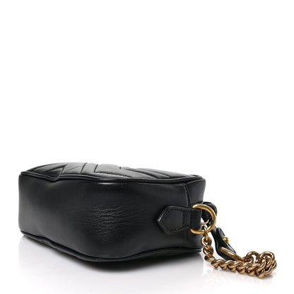 Gucci Calfskin Matelasse Mini GG Marmont Chain Shoulder Bag Black 9 of 9