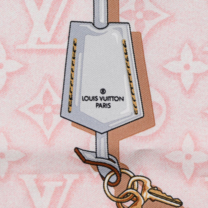 Louis Vuitton Silk Monogram Denimgram Confidential Square 90 Scarf Light Pink 2 of 4