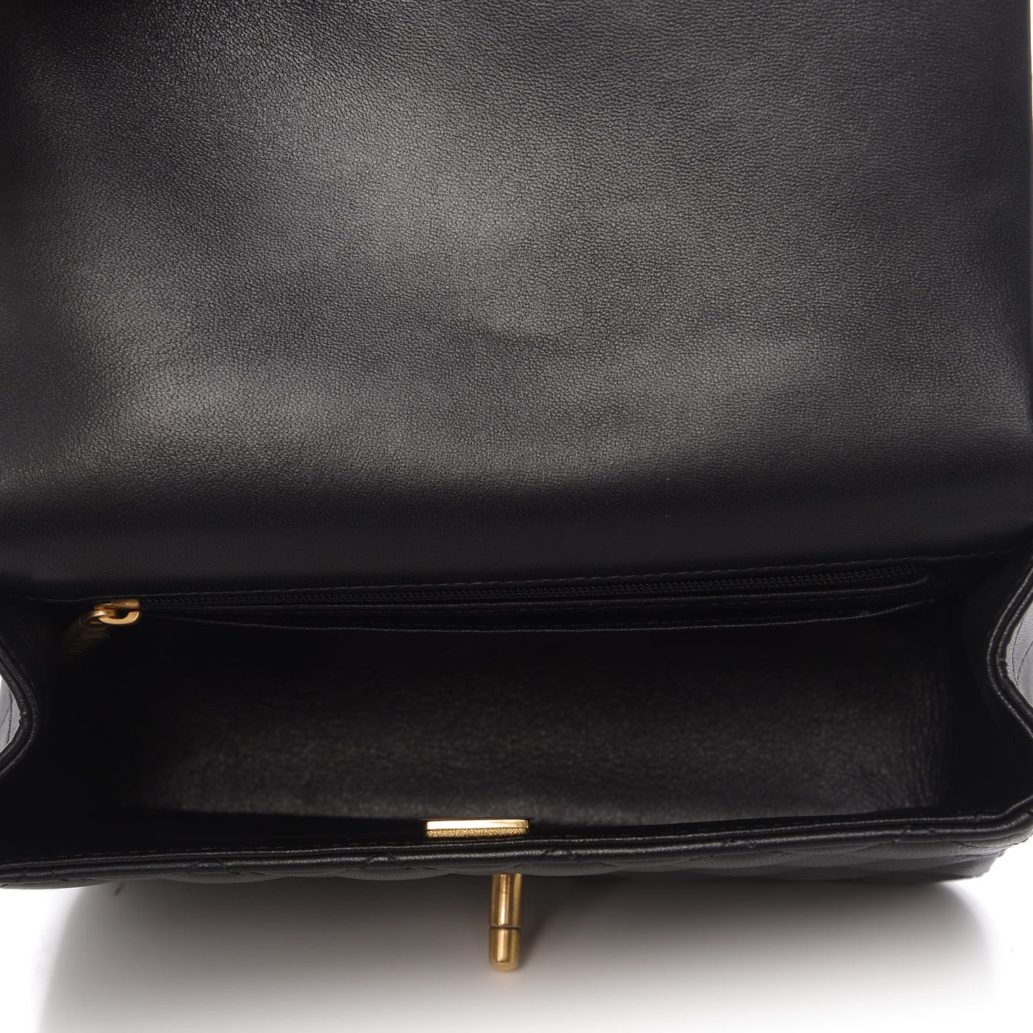 Lambskin Quilted Mini Top Handle Rectangular Flap Black