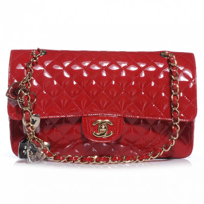 Chanel Patent Calfskin Quilted Valentine Charms Medium Single Flap Red 1 of 8