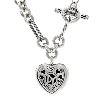 David Yurman Sterling Silver 18K Yellow Gold Cable Heart Figaro Necklace 5 of 5