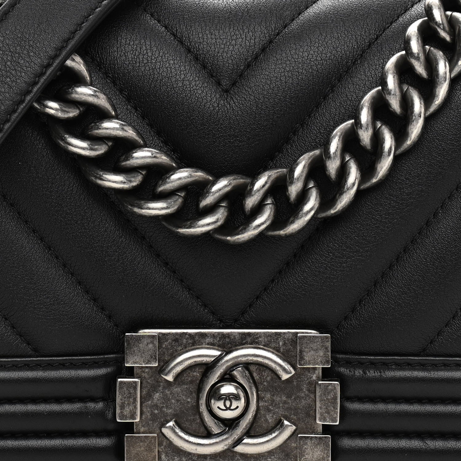 Chanel Calfskin Chevron Quilted Small Boy Flap Black 8 of 13