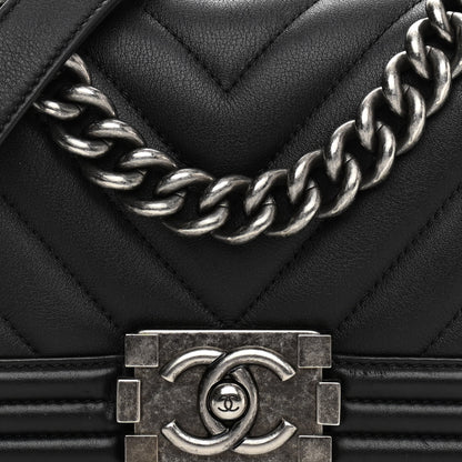Chanel Calfskin Chevron Quilted Small Boy Flap Black 8 of 13